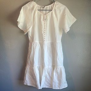 Madewell Women’s white linen-blend tiered Mini dress size Medium